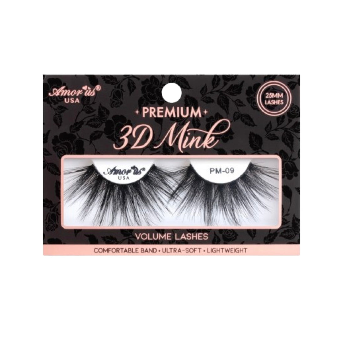 A pair of It Was All A Dream Premium 3d Mink - 25mm false eyelashes in a cute black and peach packaging box showcased on a white background.