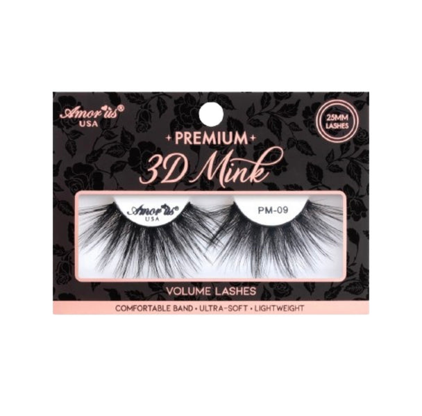 A pair of It Was All A Dream Premium 3d Mink - 25mm false eyelashes in a cute black and peach packaging box showcased on a white background.