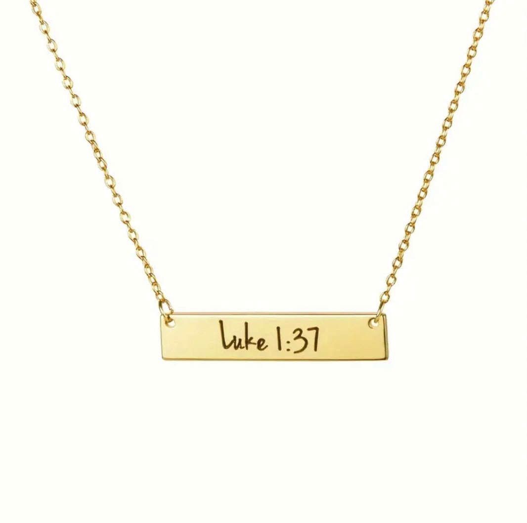 LUKE 1:37 NECKLACE, GOLD