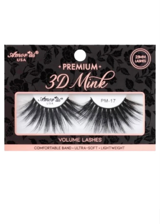 A pair of Girl Fight Premium 3d Mink - 25mm false eyelashes in a cute black and peach packaging box showcased on a white background.
