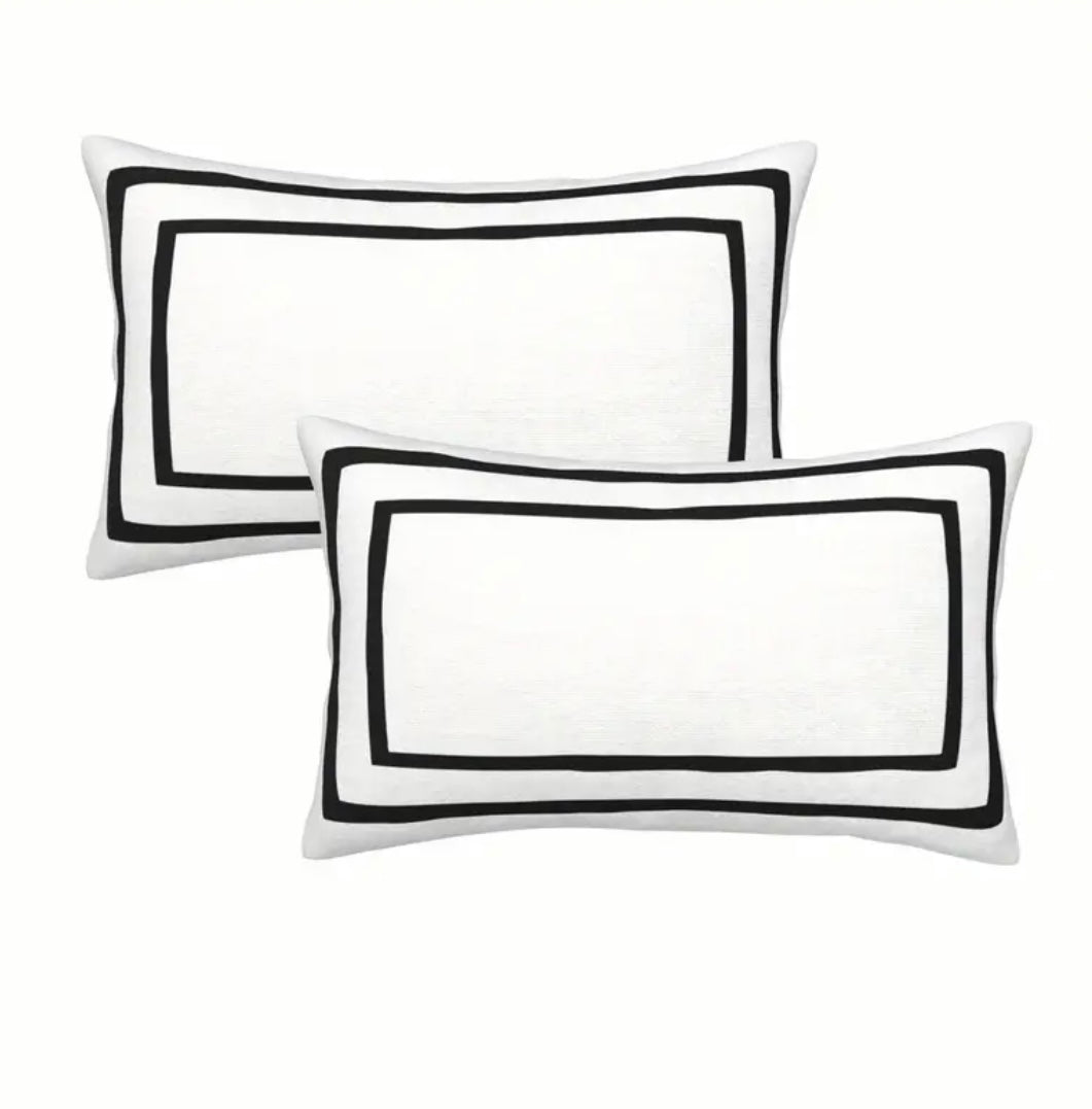 CHIC BLACK AND WHITE GEOMETRIC THROW PILLOW COVERS
