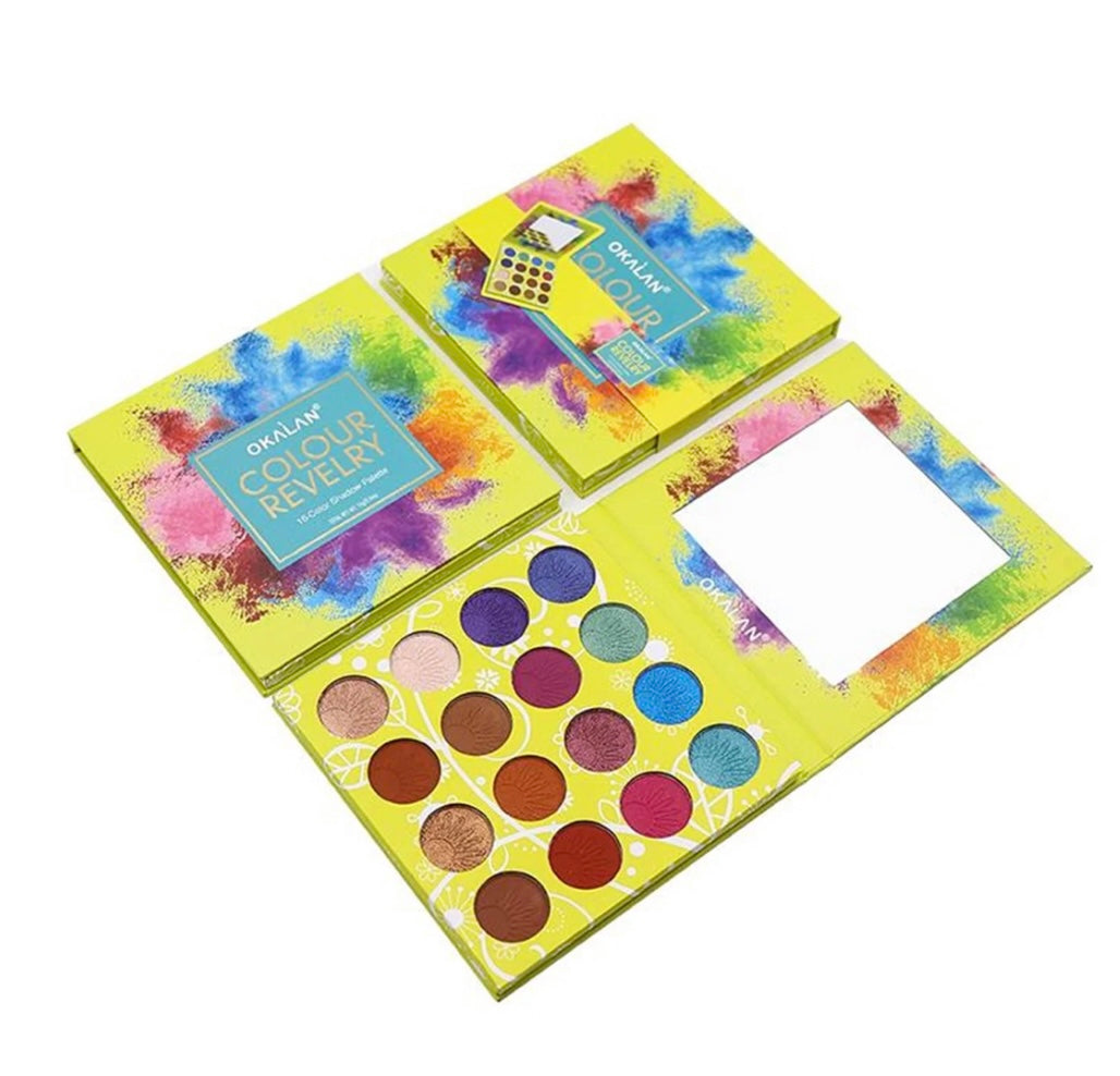 A close-up of the revelry eyeshadow palette showcassed on a white background.