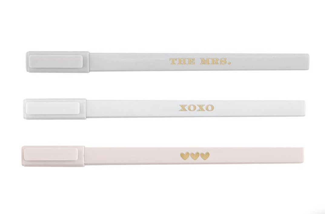 SOFT TOUCH PEN SET - THE MRS/XO/HEARTS