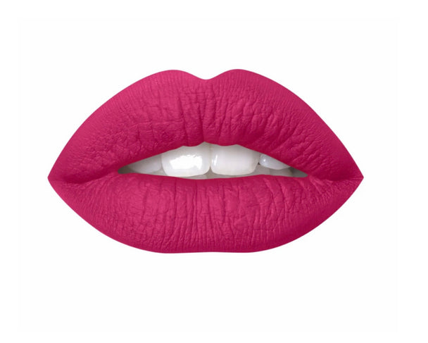 A close up of a woman lips wearing air matte liquid lipstick in the shade called Romance.