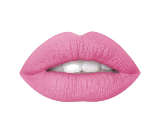 A close up of a woman's lips wearing air matte liquid lipstick in the color of confetti.