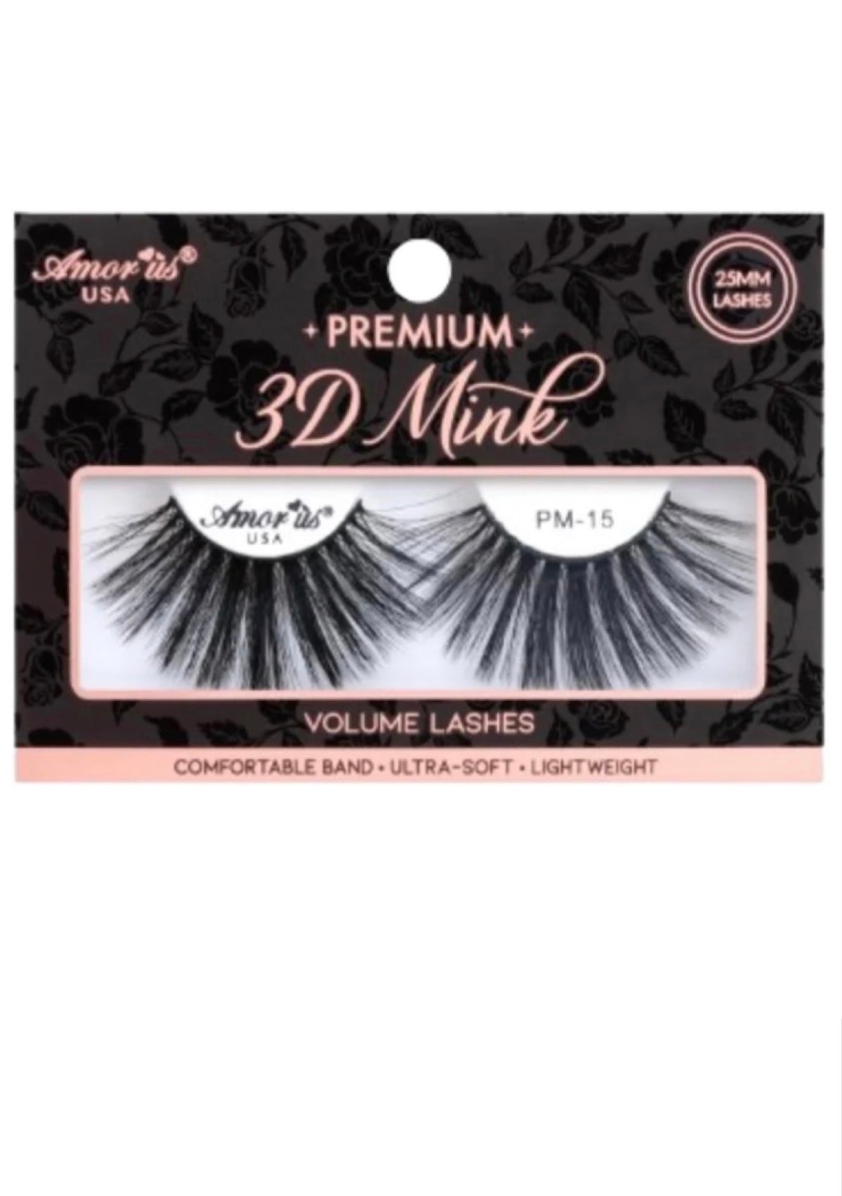 A pair of Forever Lashed Premium 3d Mink - 25mm false eyelashes in a cute black and peach packaging box showcased on a white background.