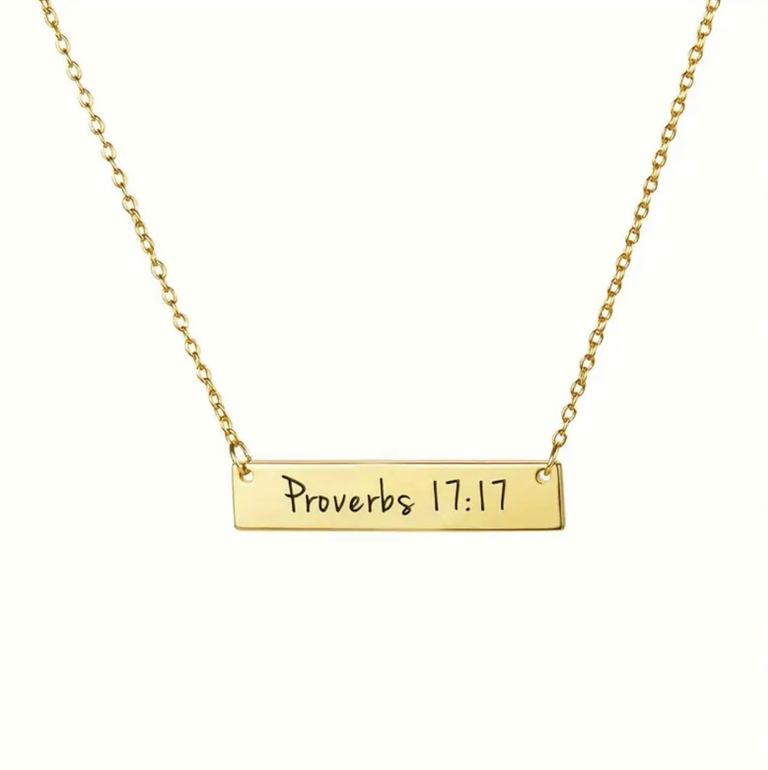 PROVERBS 17:17 NECKLACE, GOLD