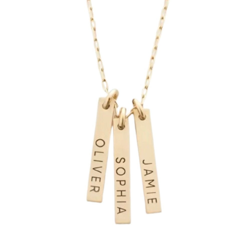 PERSONALIZED ENGRAVED VERTICAL BAR NECKLACE