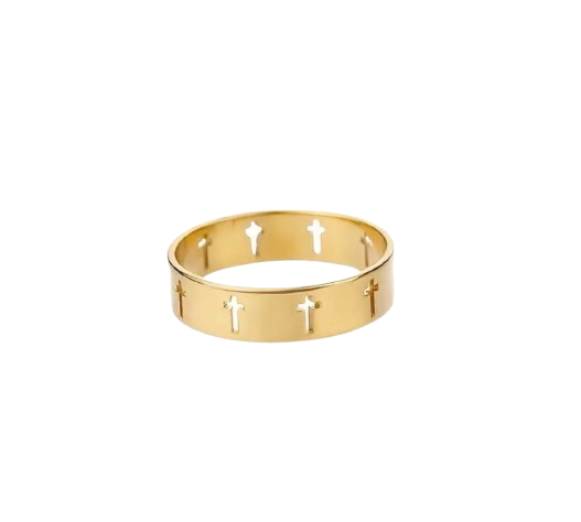 CIRCLE OF LIFE CROSS BAND RING
