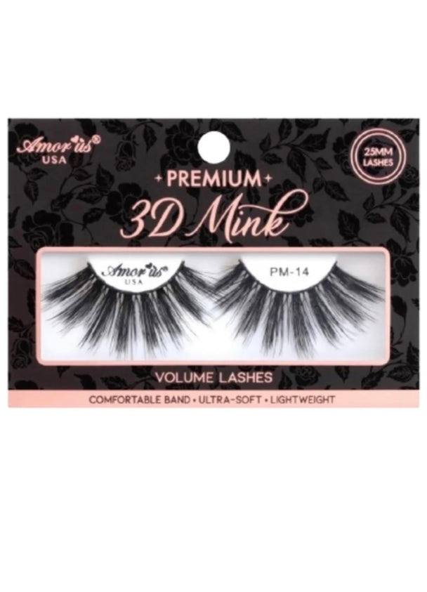 Catching Feelings Premium 3d Mink - 25mm false lashes in a cute black and peach packaging box.