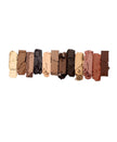 A close-up of twelve basic nude eyeshadow colors.