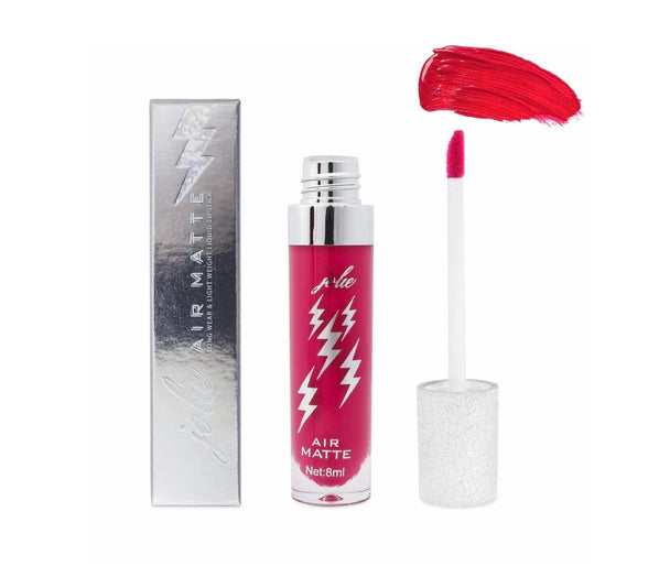Air Matte Liquid Lipstick in Romance standing next to a silver box with lightning bolts on it,