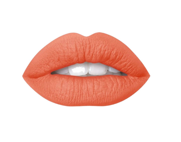A close up of a woman lips wearing air matte liquid lipstick in the shade of confidence.