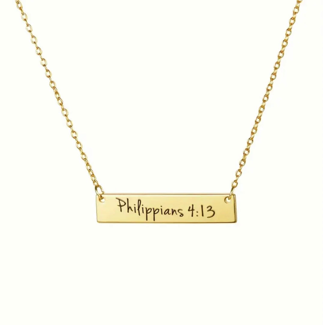 PHILIPPIANS 4:13 NECKLACE, GOLD