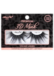 A pair of Game Tight Premium 3d Mink - 25mm false eyelashes in a cute black and pink packaging box showcased on a white background.