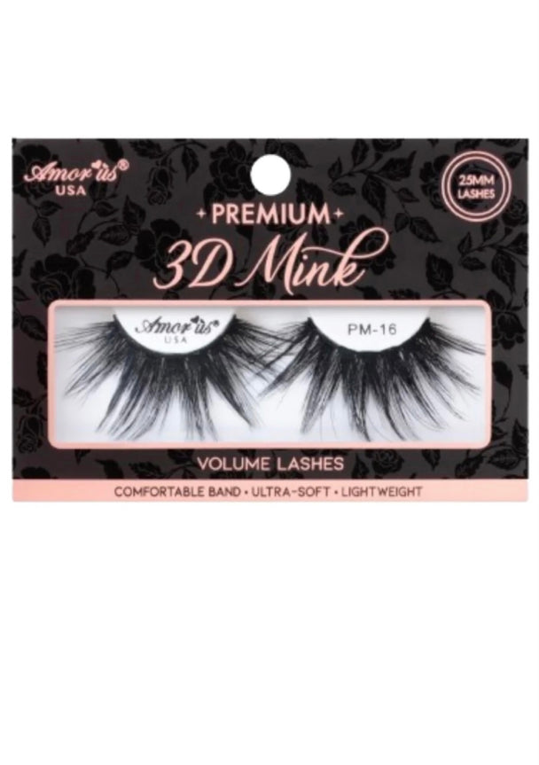A pair of Game Tight Premium 3d Mink - 25mm false eyelashes in a cute black and pink packaging box showcased on a white background.