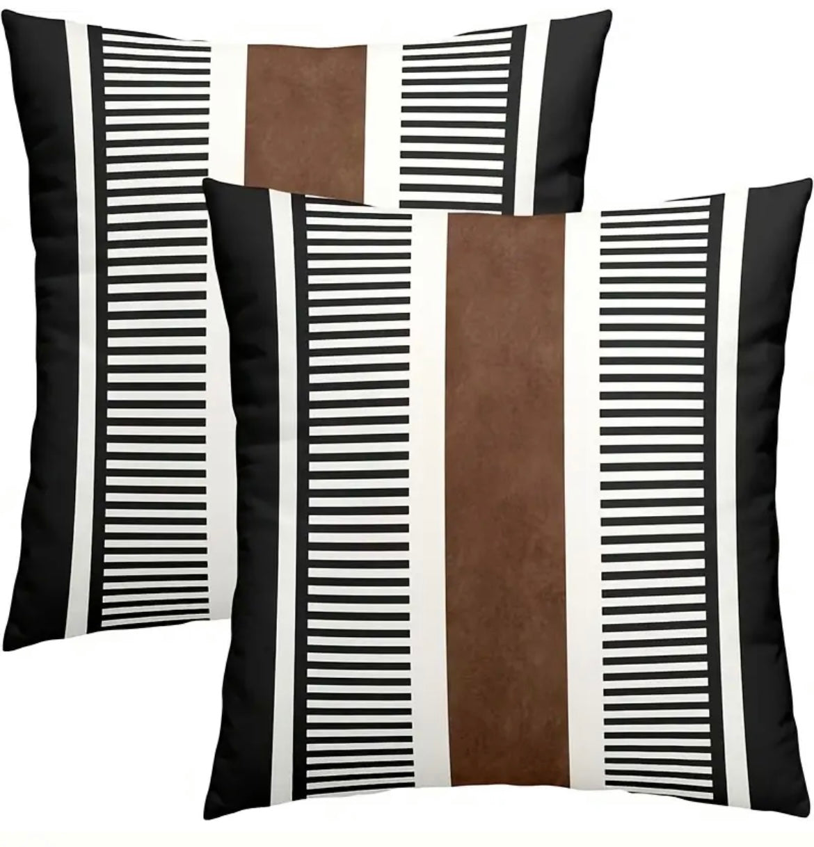 WHITE & BROWN STRIPE PILLOW COVERS