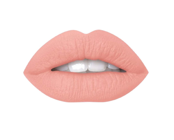 A woman lips wearing air matte liquid lipstick nudity.