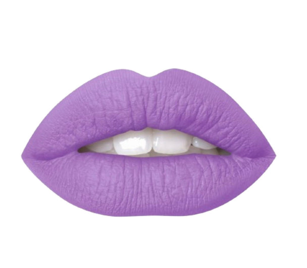 A woman lips wearing air matte liquid lipstick in the color of unicorn.