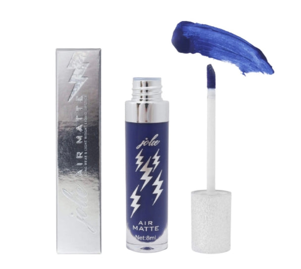 Air Matte Liquid Lipstick in the shade of midnight next to a silver box with a lightning bolt on it.