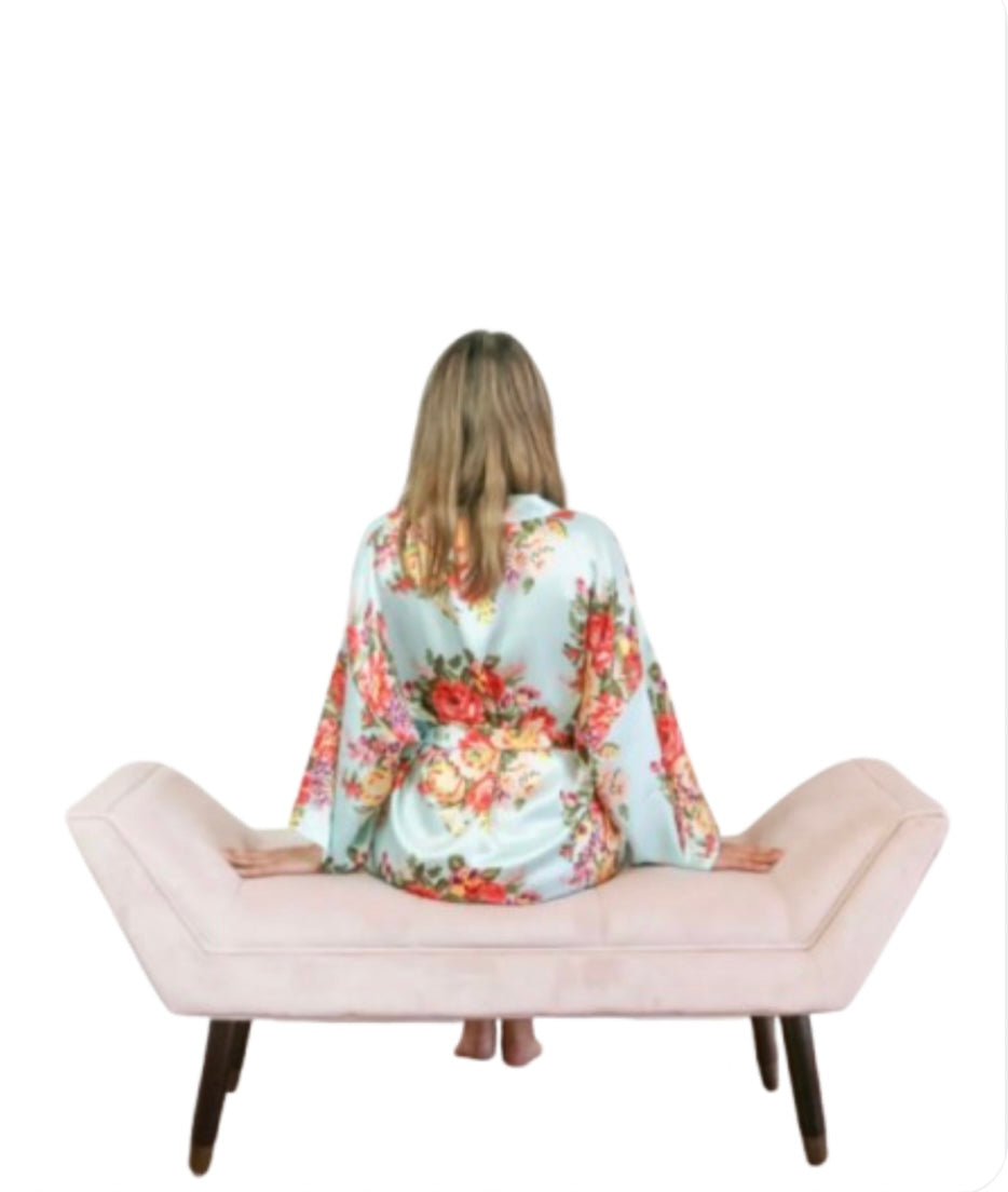 AQUA BOHO FLORAL ROBE - LIGHTWEIGHT KIMONO