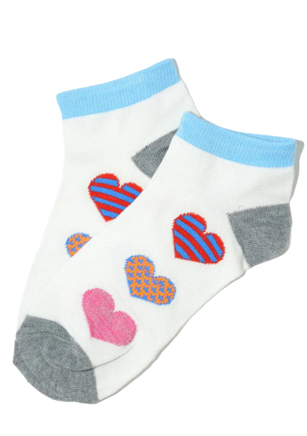 HEART COZY ANKLE SOCKS - WHITE/MULTI