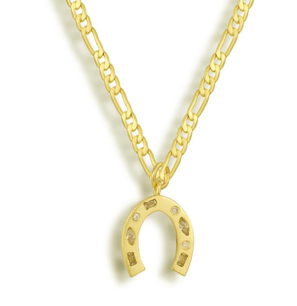 GOOD FORTUNE HORSE SHOE FIGARO CHAIN NECKLACE
