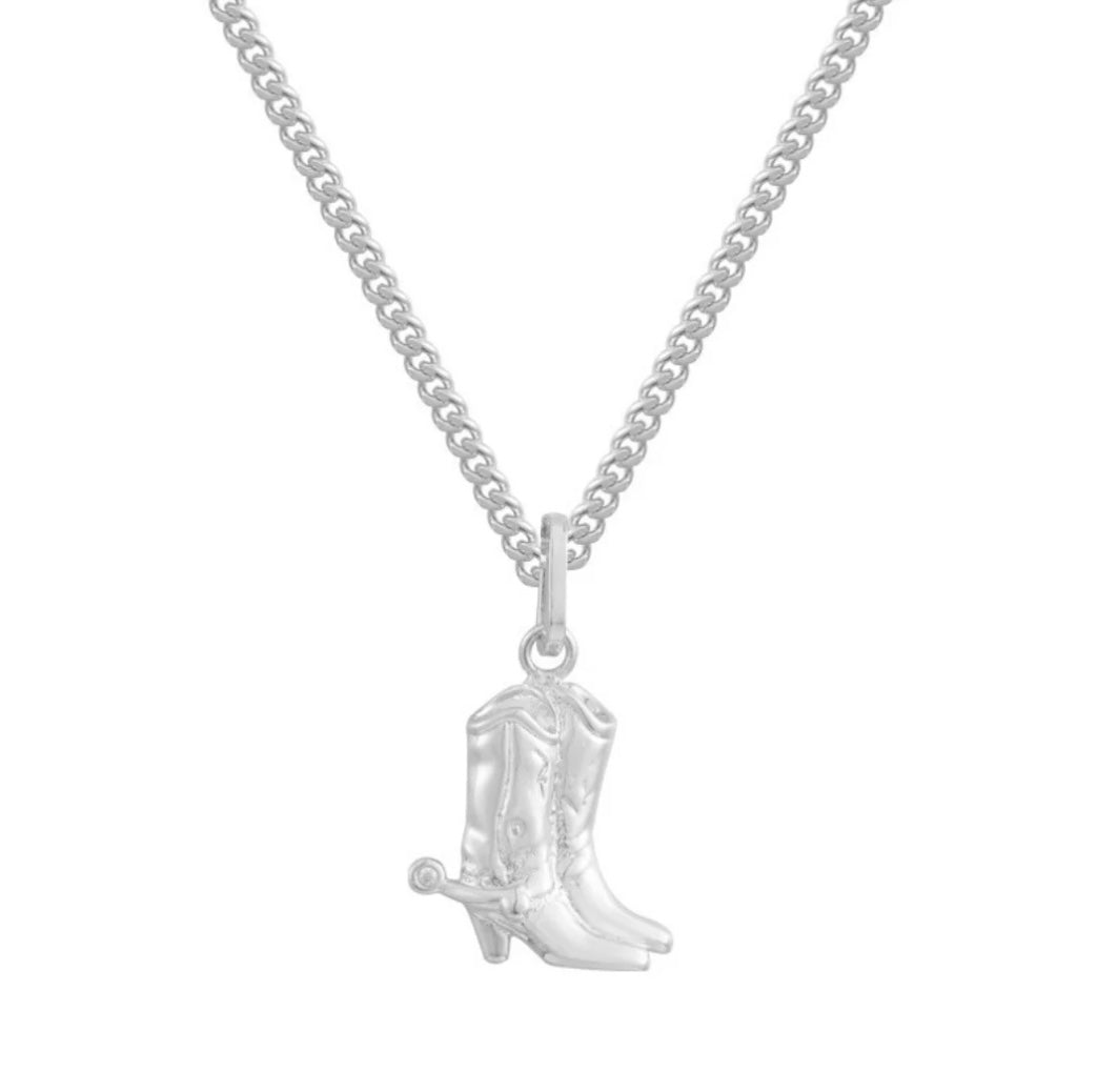 BOOTS ON THE GROUND PENDANT NECKLACE
