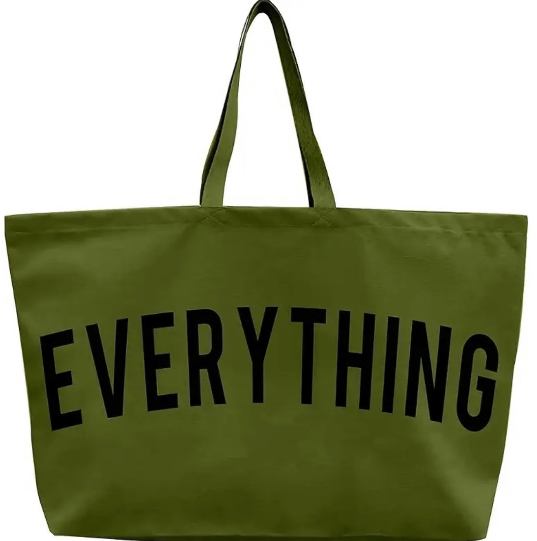 EVERYTHING REALLY BIG TOTE BAG IN ARMY GREEN