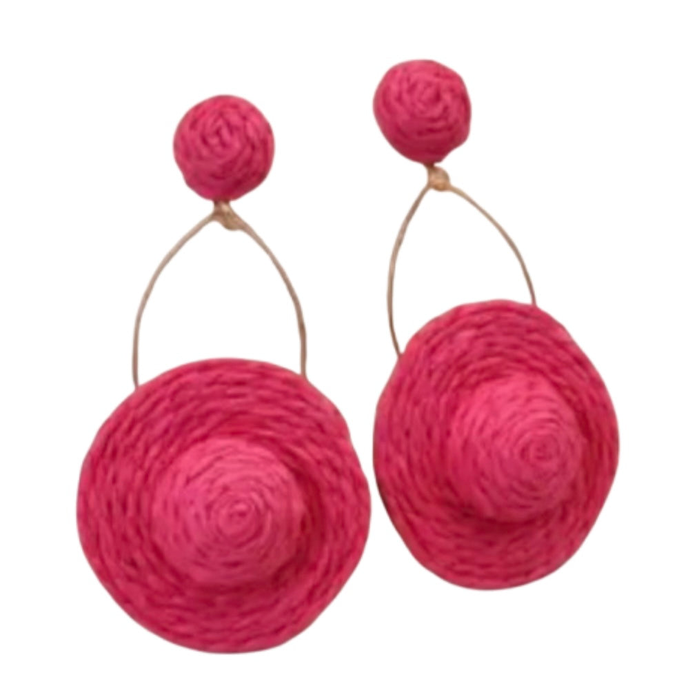 ROSE RAFFIA HAT DROP EARRINGS