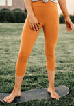 Solid mustard capri leggings for yoga, workout, or lounging.
