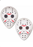 A pair of white and red horror hockey nipple pasties showcased on a white background.