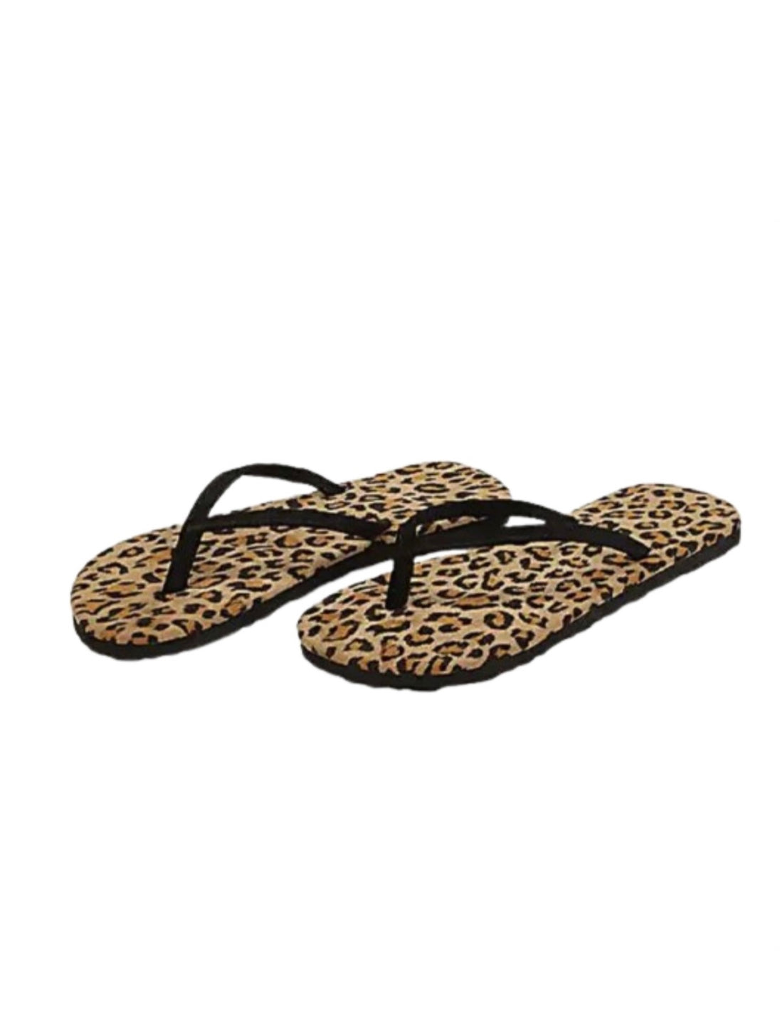 Leopard patterned flip-flops. Perfect for long walks on the beach and casual summer day wear.